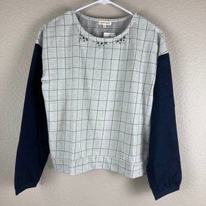 Mouth Valley Japanese Brand Windowpane Jeweled Top - M NWT